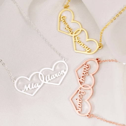 Personalised Silver Couple Name Necklace Inside Heart 2