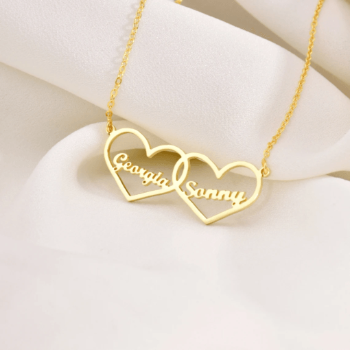 Personalised Silver Couple Name Necklace Inside Heart 0