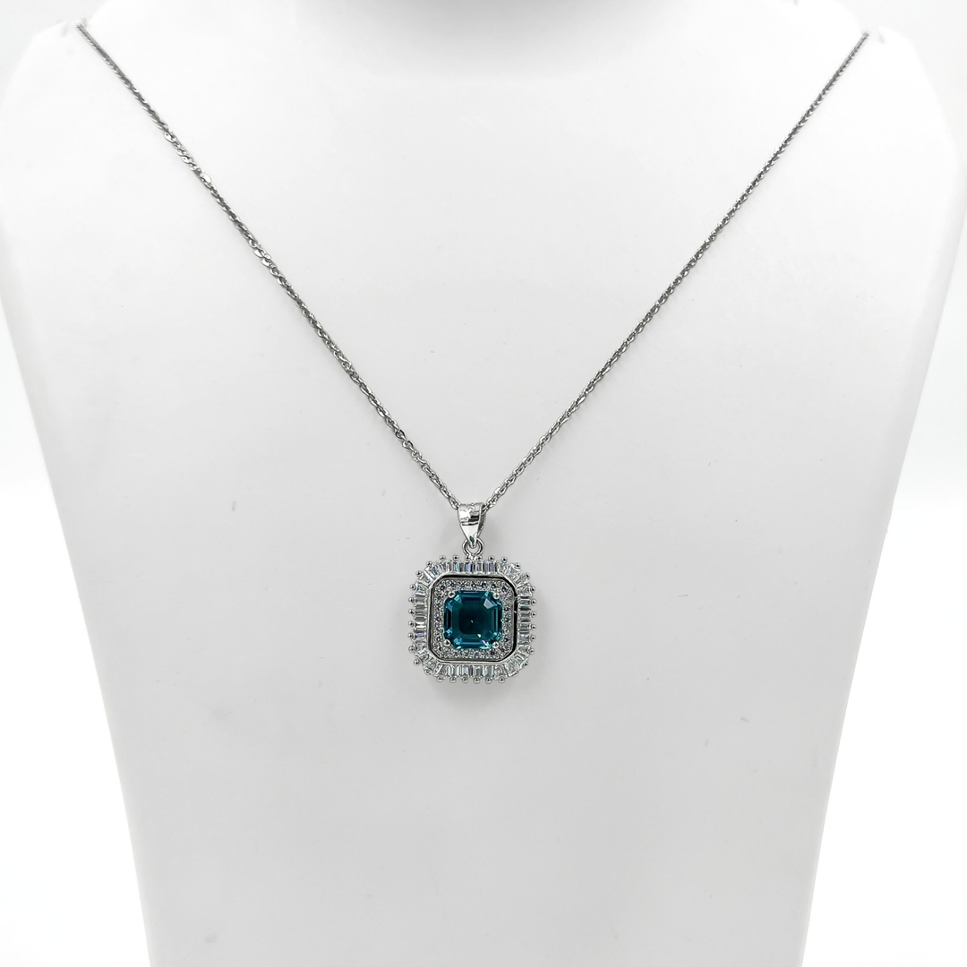 Silver London Blue Emerald Pendant 1