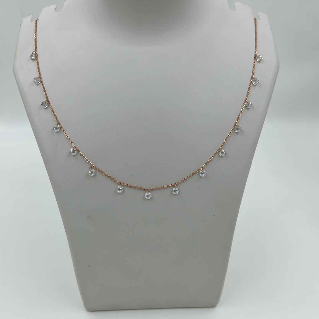 Silver Rose Gold Droplet Necklace 0