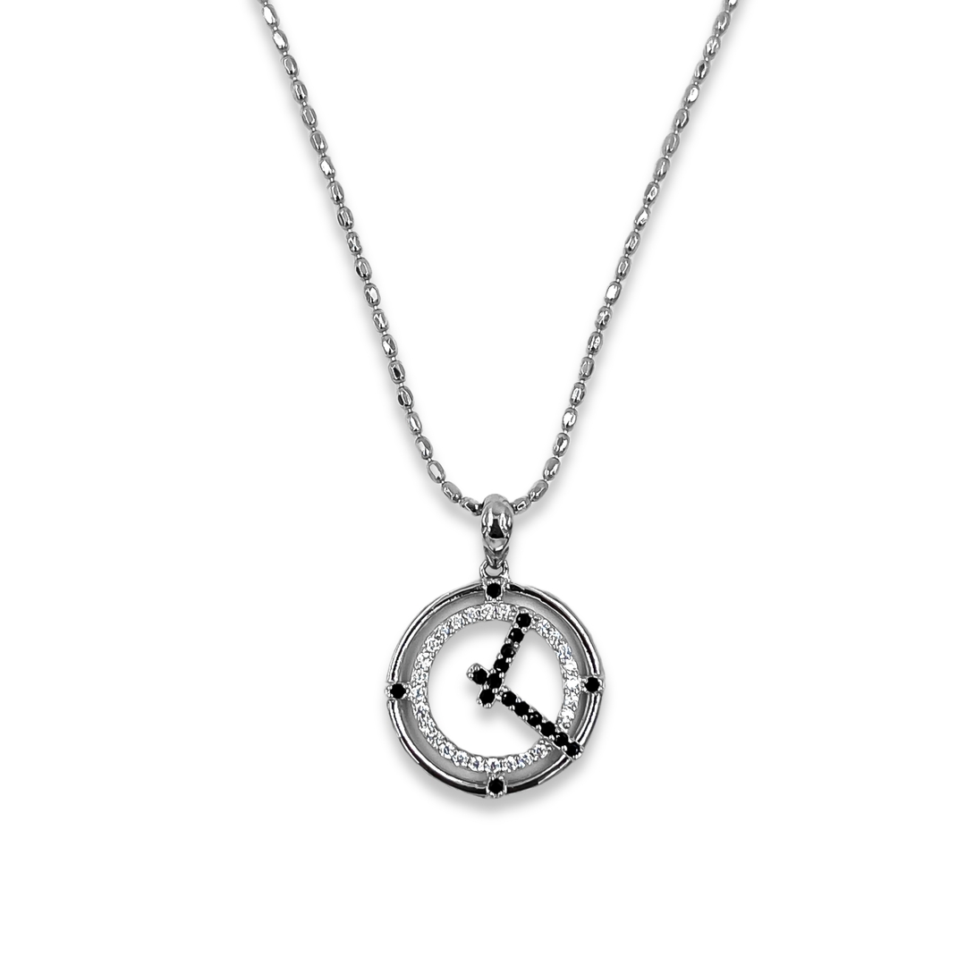 Silver  Round Clock Pendant 0