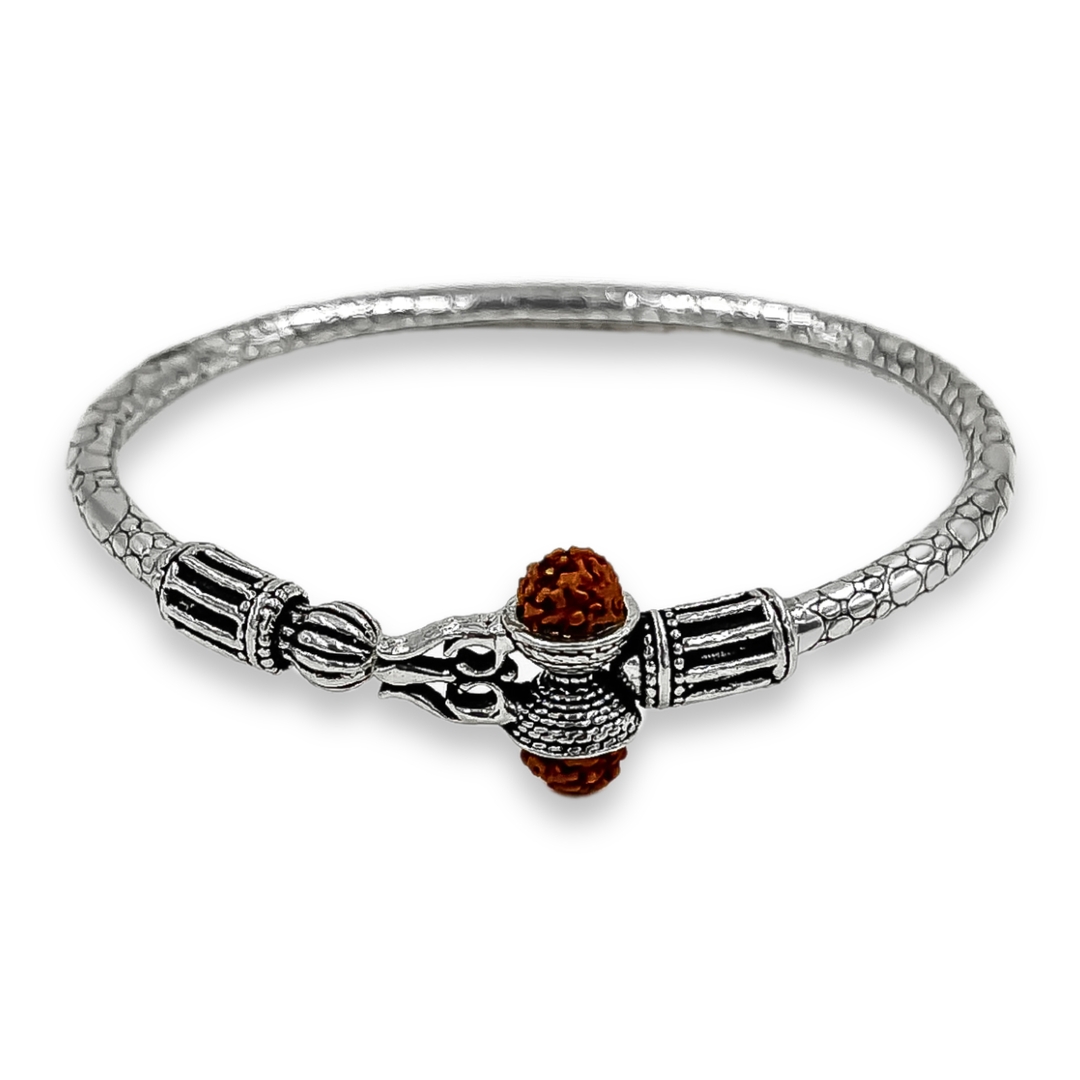 Silver Rudraksha Trishul Damroo Adjustable Bracelet 0