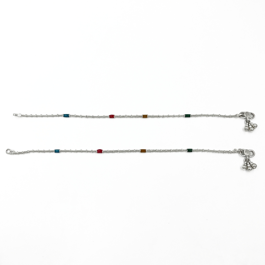 Silver Stylish Colorful Anklet 1