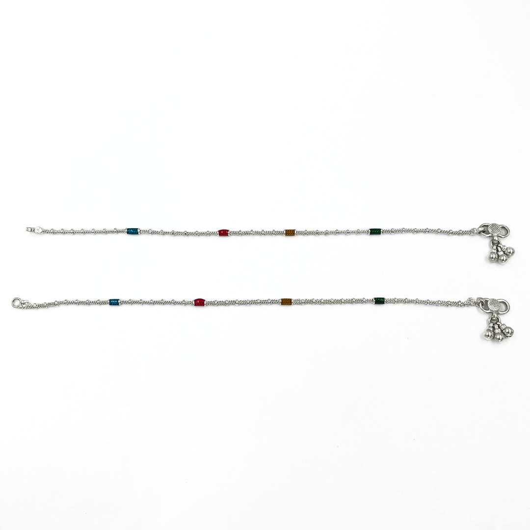 Silver Stylish Colorful Anklet 1