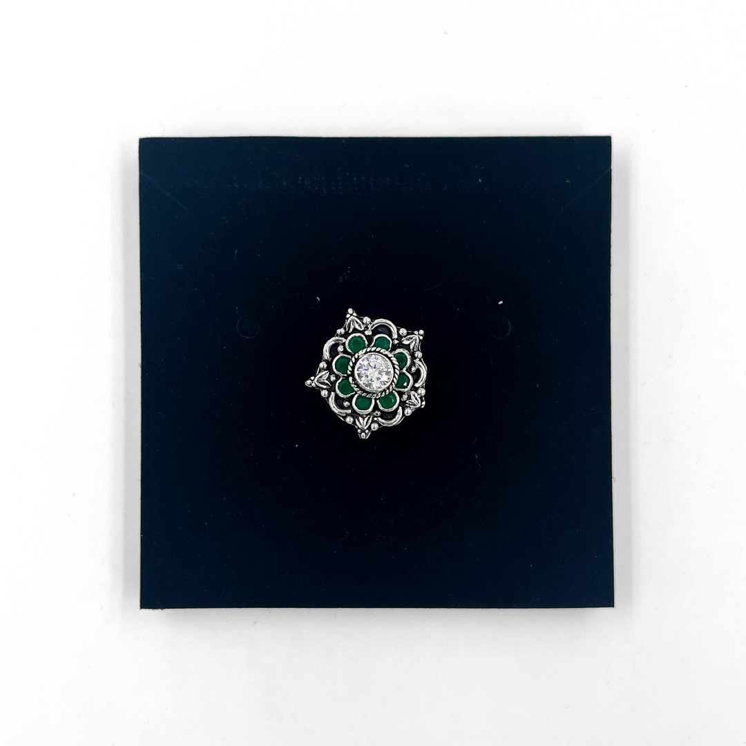 Silver Flower Oxidised Ring for Women and Girls 3