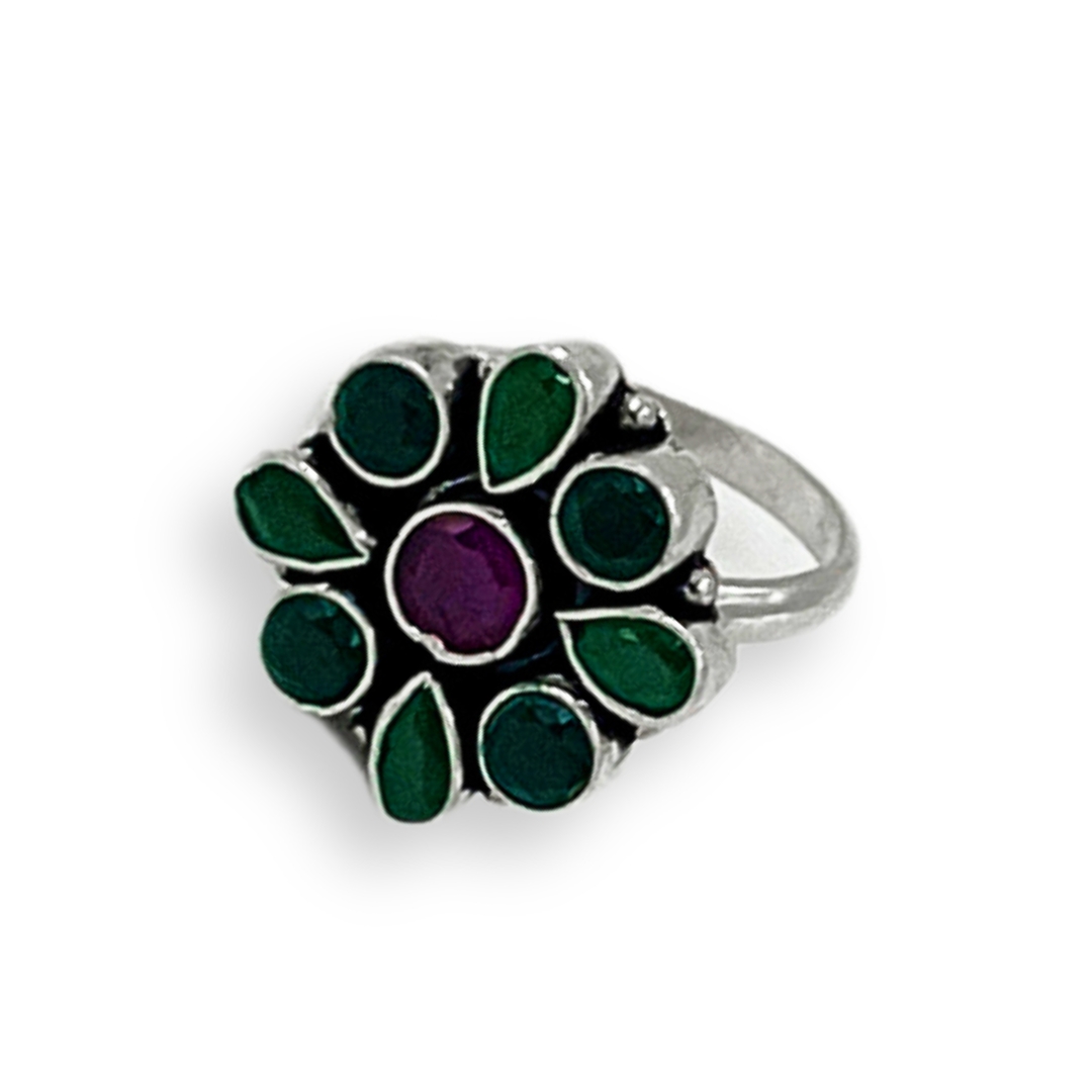 Silver Royal Flower Ring for Women and Girls 0