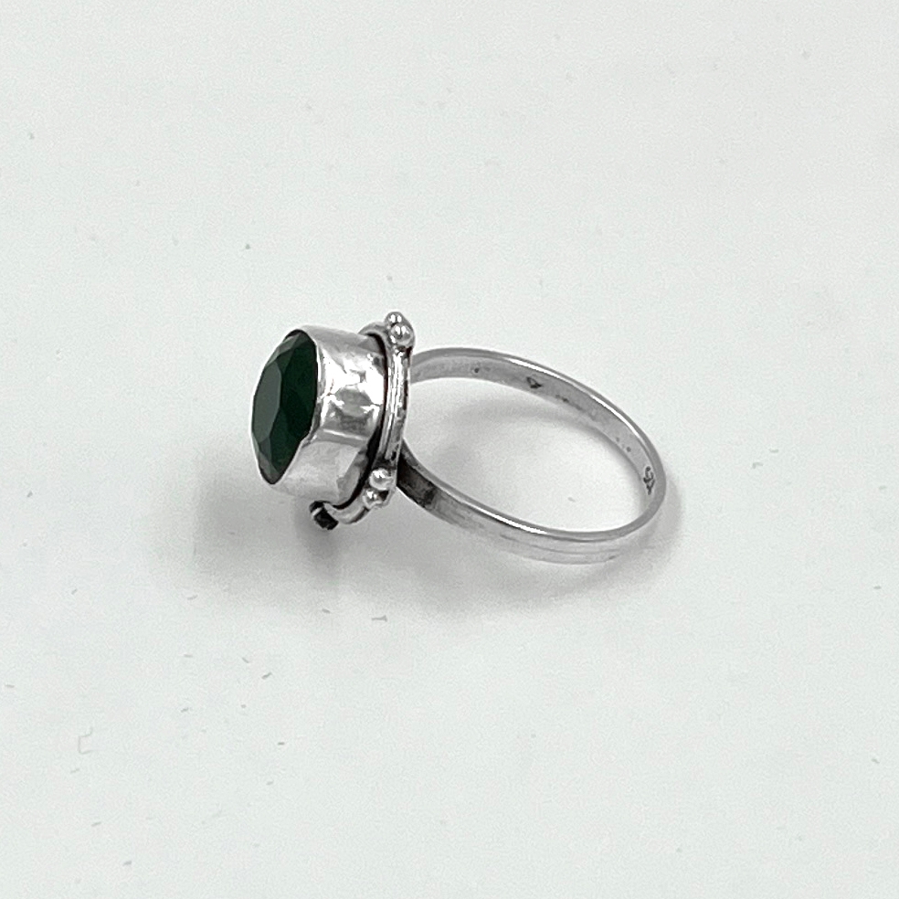 Sterling Silver 925 Green Agate Solitaire Ring 1