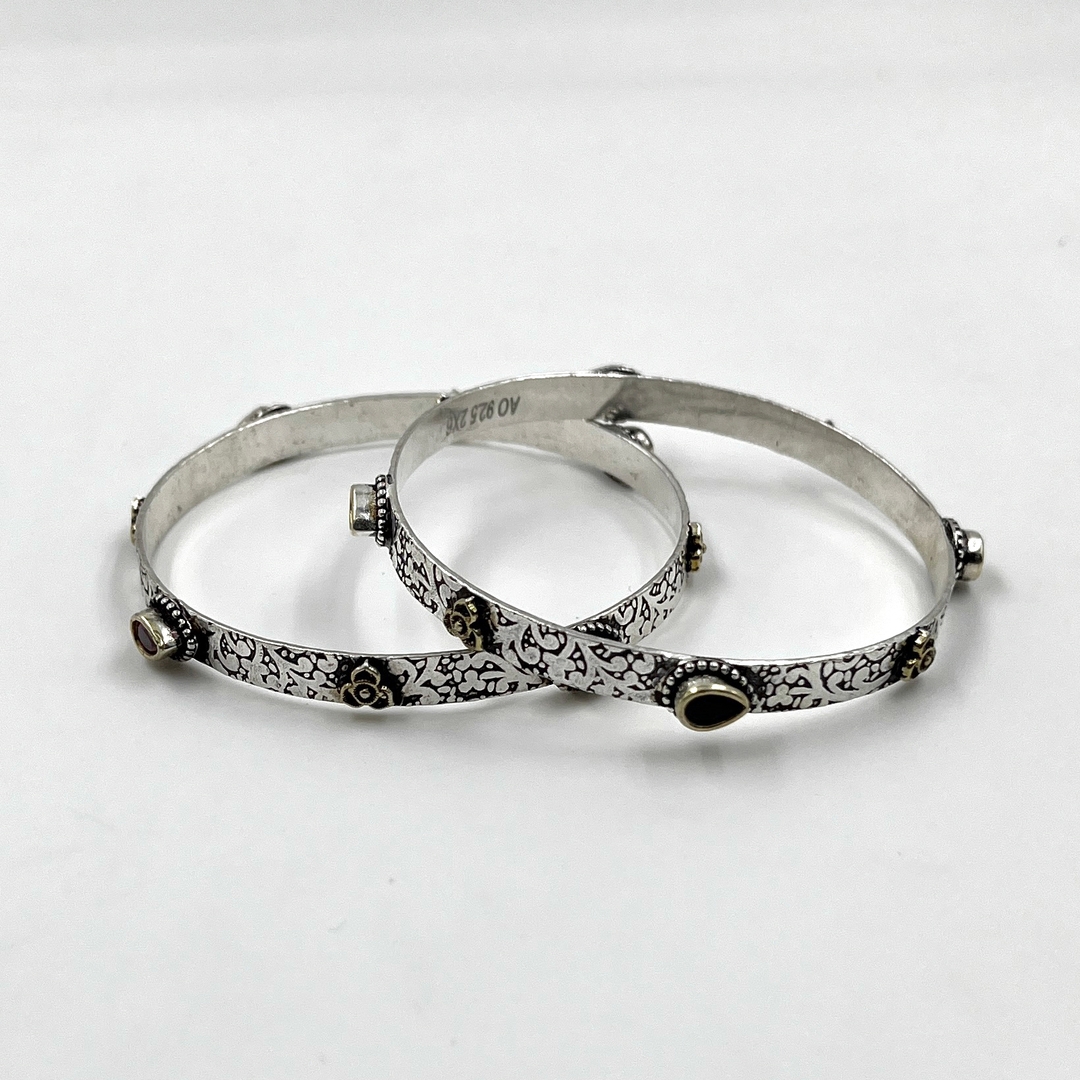 Silver Oxidised Mewara Bangles 1