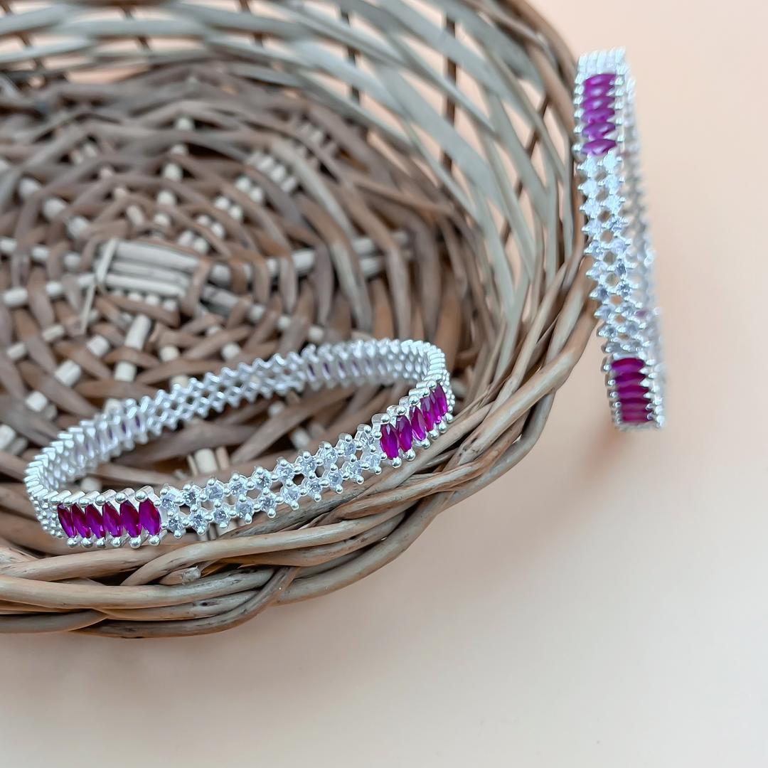 Silver Red Stone Bangles for Women and Girls (2/6) 4