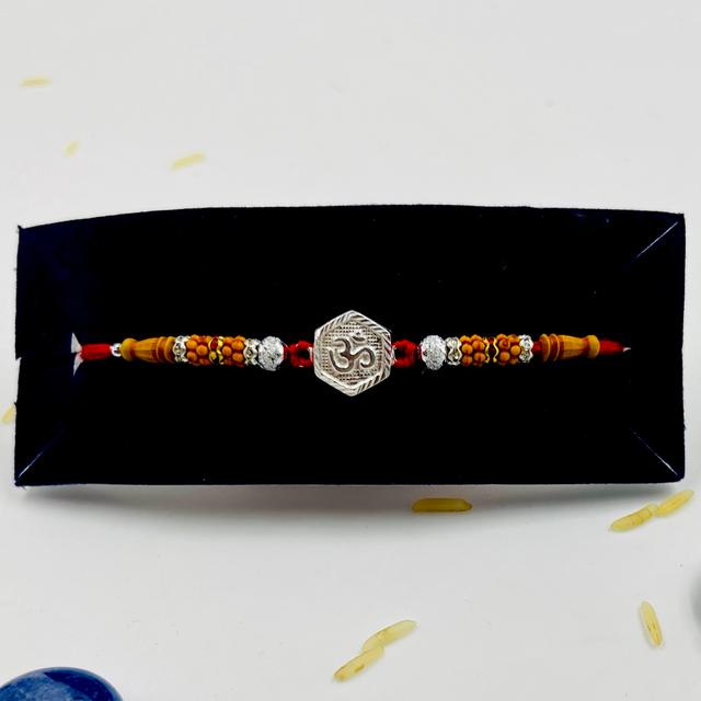 Silver Om Rakhi for Bhaiya