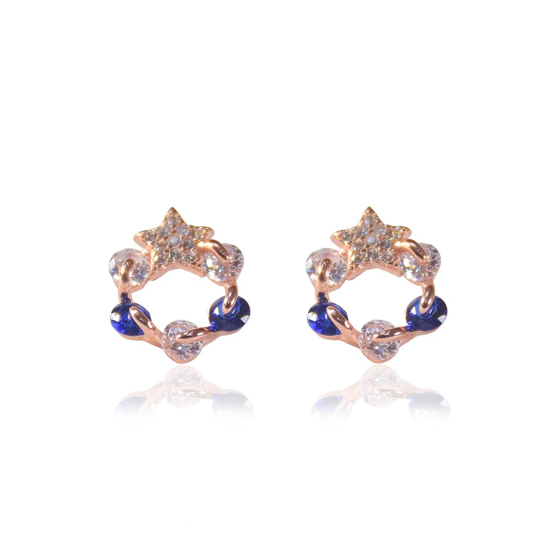 Rose Gold Twinkling Star Stud Earrings 0