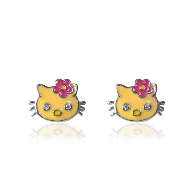 Silver Adorable Kitty Stud Kids Earrings