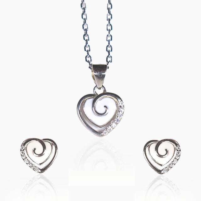 Silver Heart Pendant Set