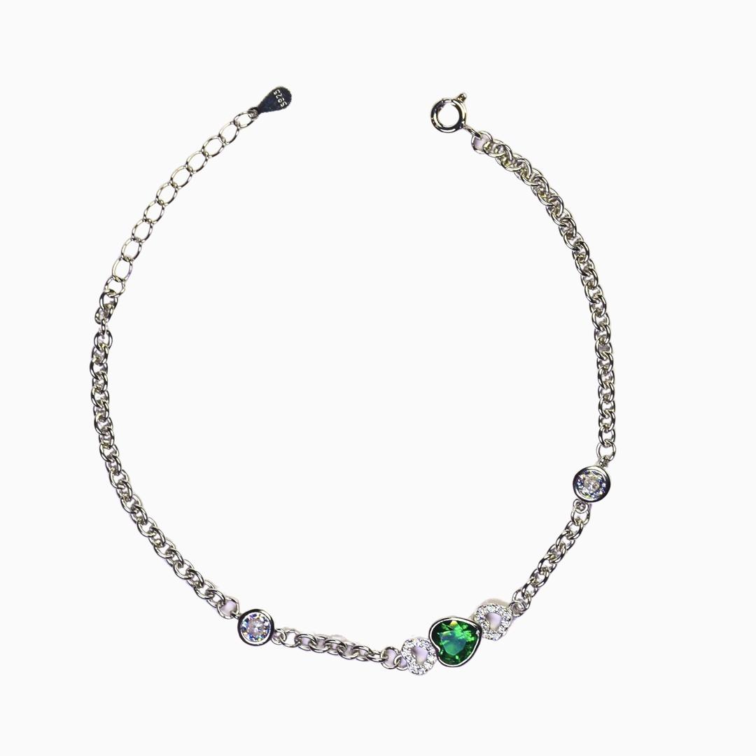 Silver Heart of the Green Bracelet 0