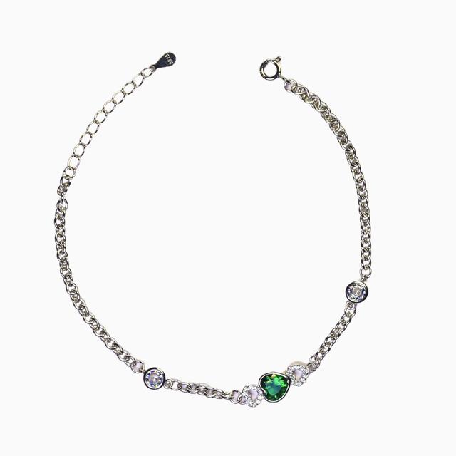 Silver Heart of the Green Bracelet