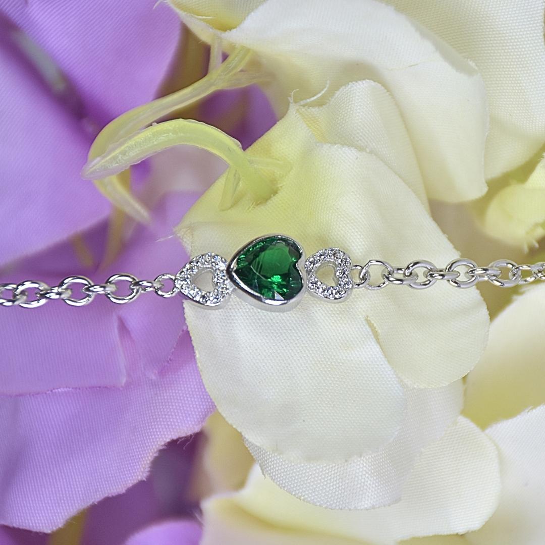 Silver Heart of the Green Bracelet 1