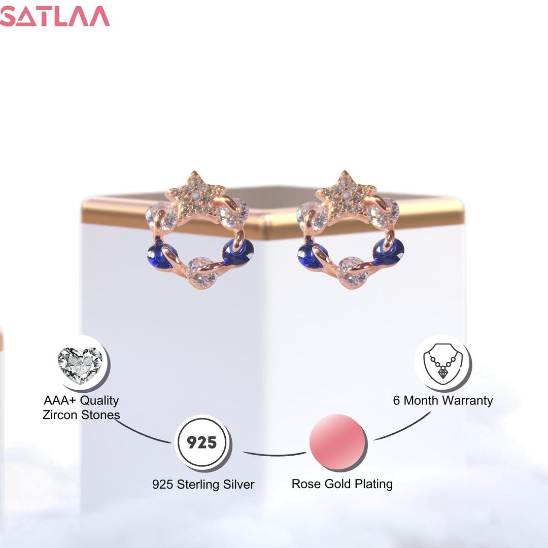 Rose Gold Twinkling Star Stud Earrings 3