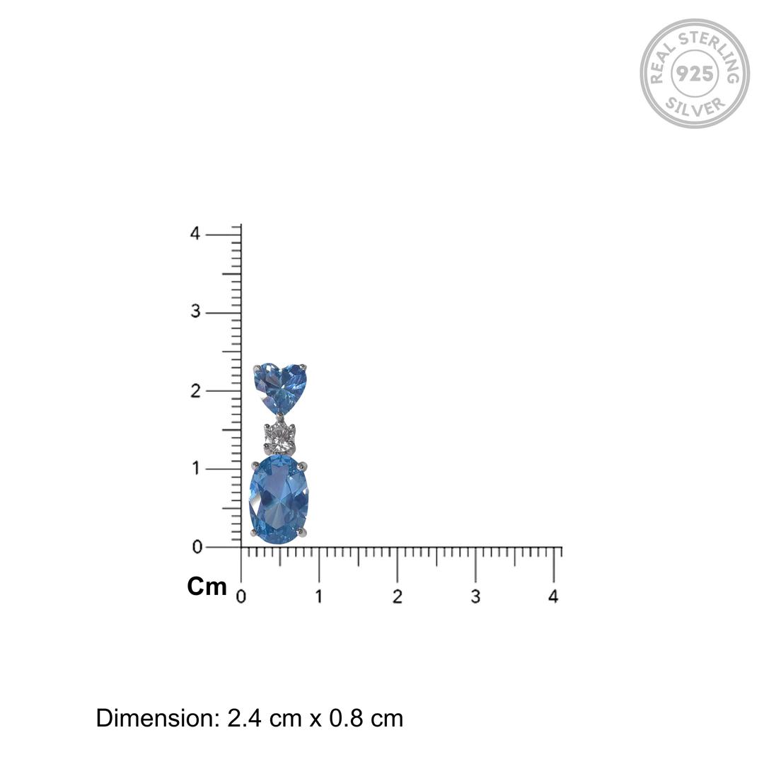 Silver Royal Blue Heart Diamond Earrings 2