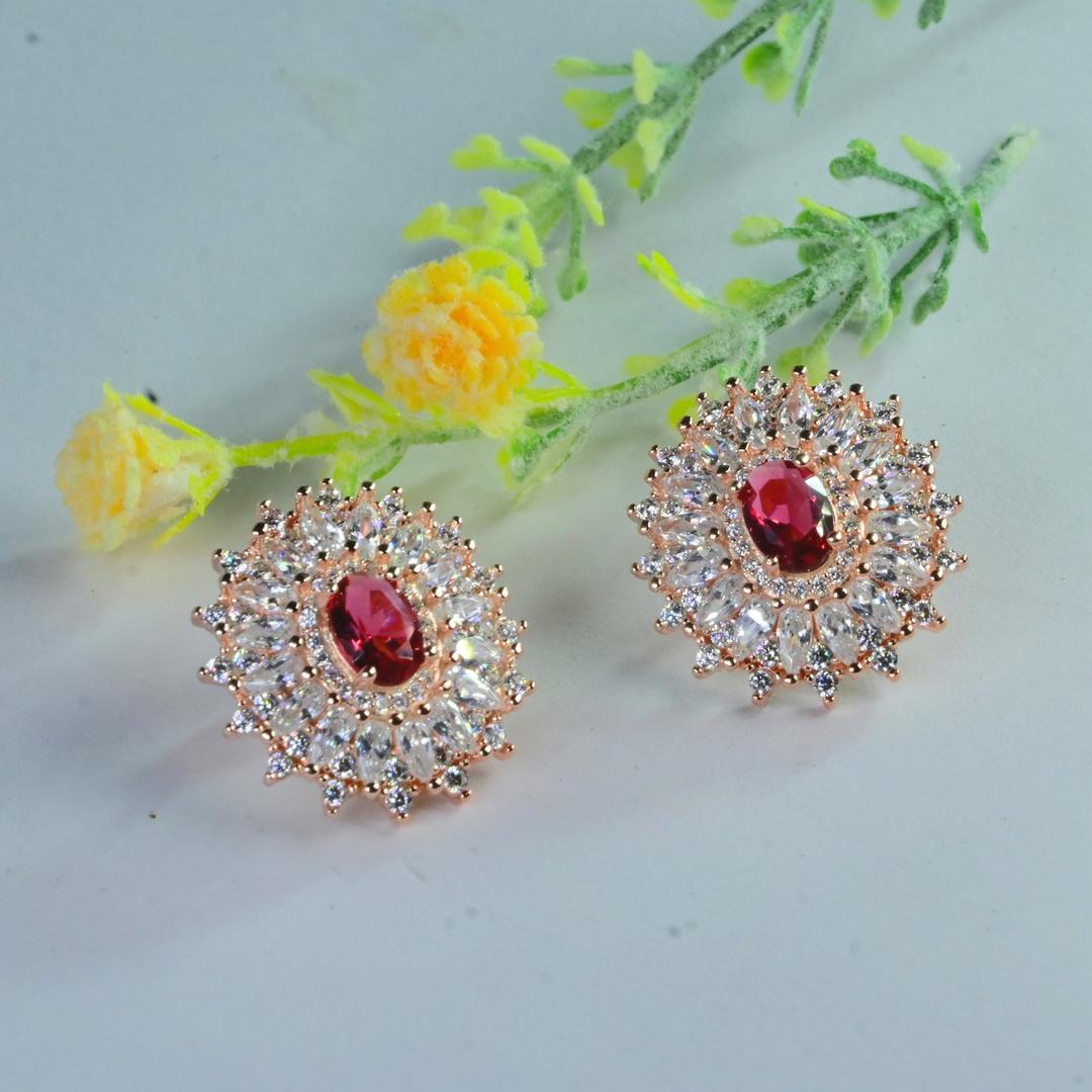 Sterling Silver Rose Gold Serenity Stud 2