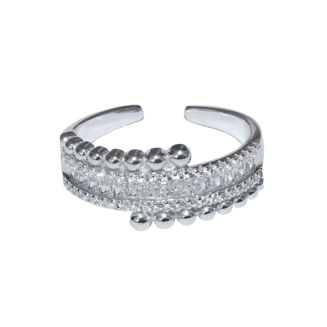 925 Silver Cubic Zirconia Adjustable Ring for Women and Girls 0