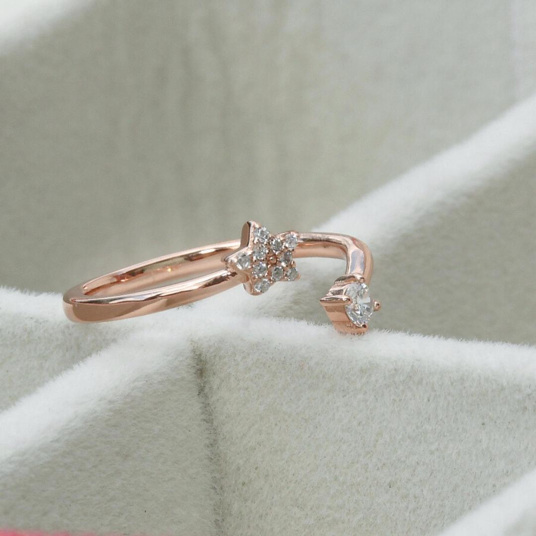 Star Rose Gold CZ Diamond Ring for Women and Girls 3