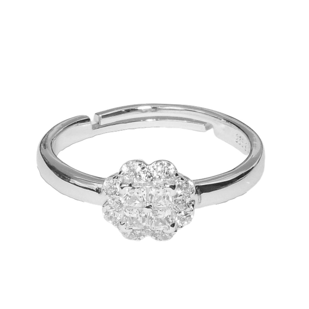 Rhodium Subtle Charm Ring for Women and Girls 0