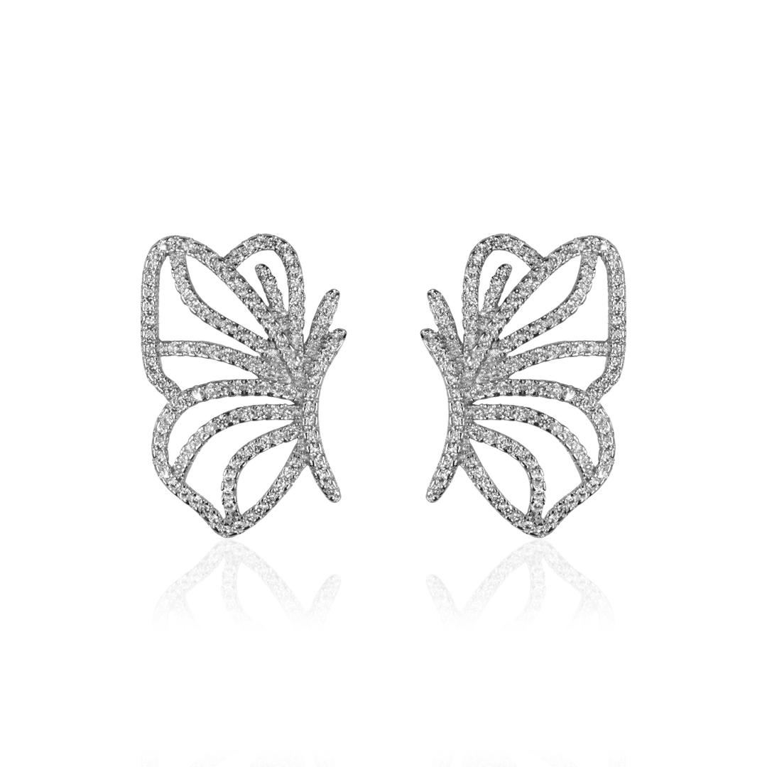 Butterfly Wings Stud for Women & Girls (Silver) 0