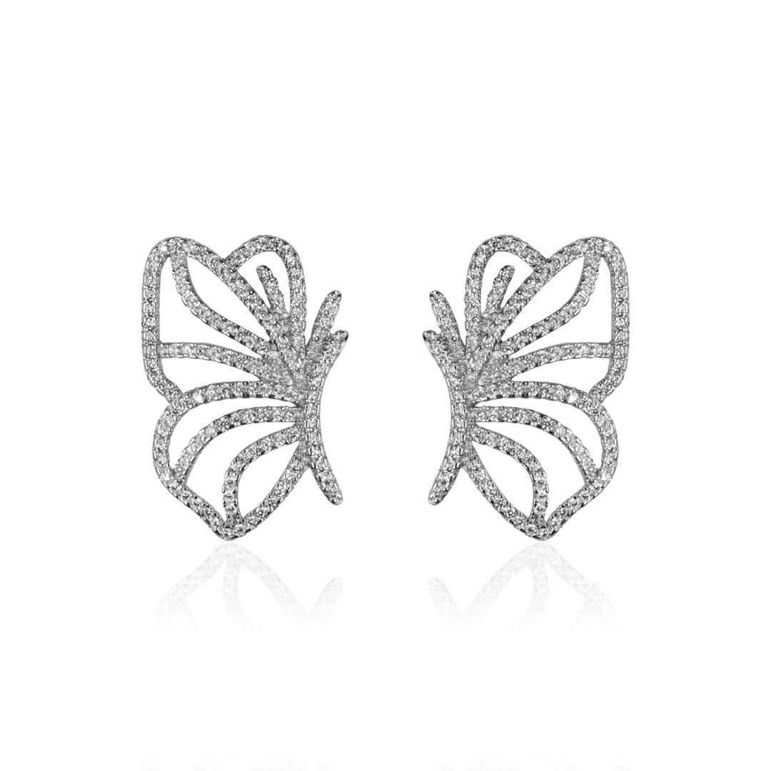 Butterfly Wings Stud for Women & Girls (Silver) 0