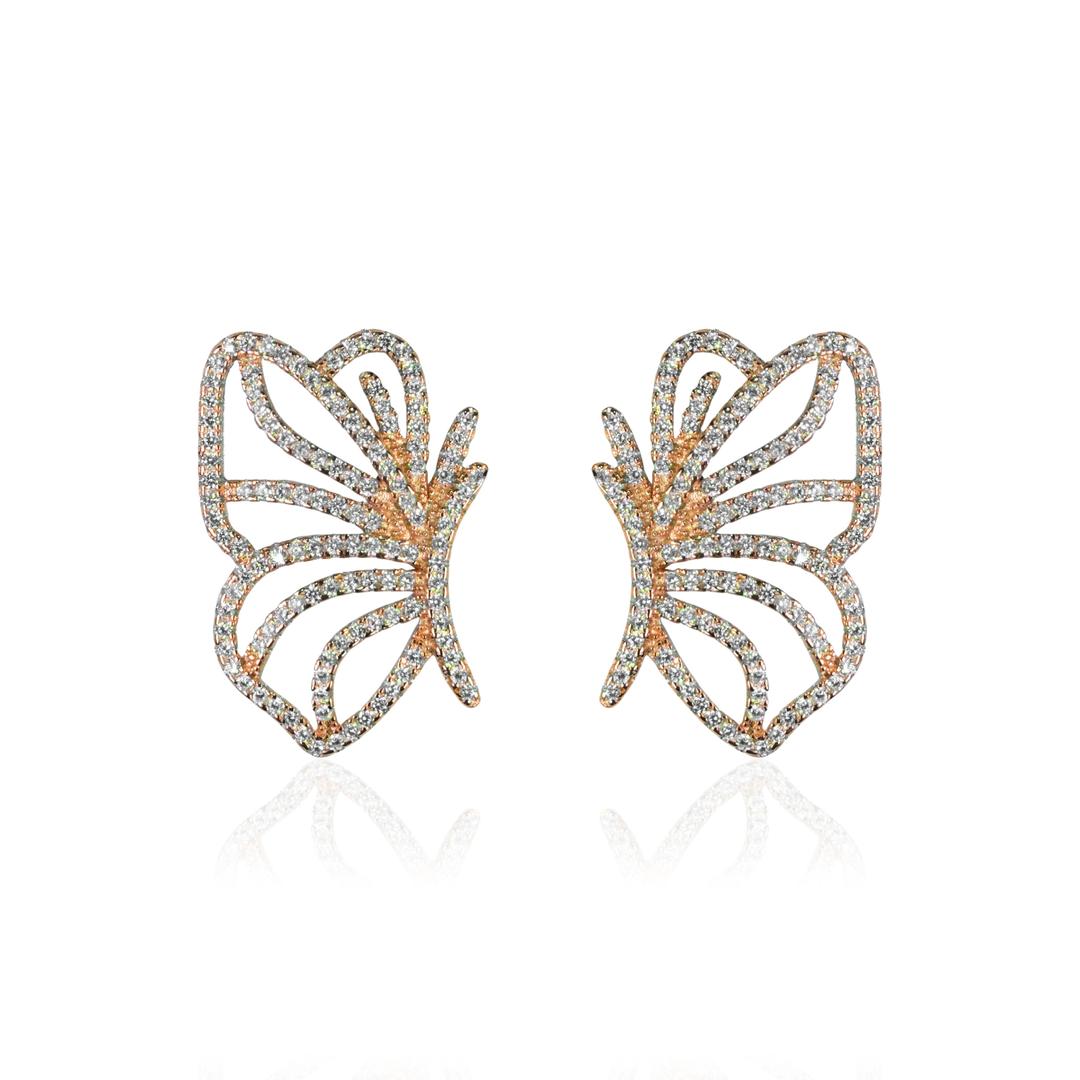 Rose Gold Butterfly Wings Stud for Women & Girls 0