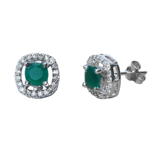 Emerald Diamond Stud Earrings