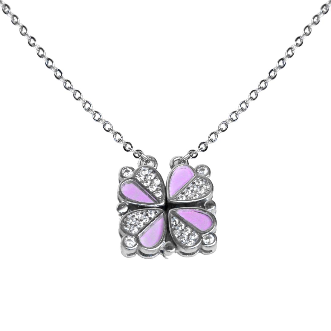 Heart Clover CZ Pendant Necklace 0