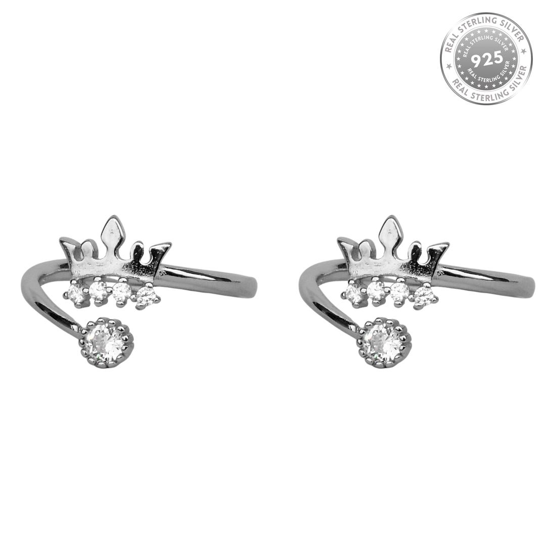 Queens Crown CZ Diamond Rhodium Plated Toe Ring 1