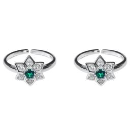 Star Green CZ Diamond Rhodium Plated Toe Ring