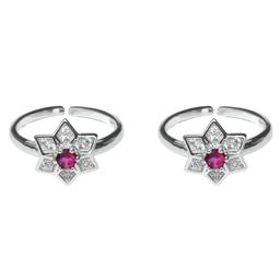 Star Red CZ Diamond Rhodium Plated ToeRing