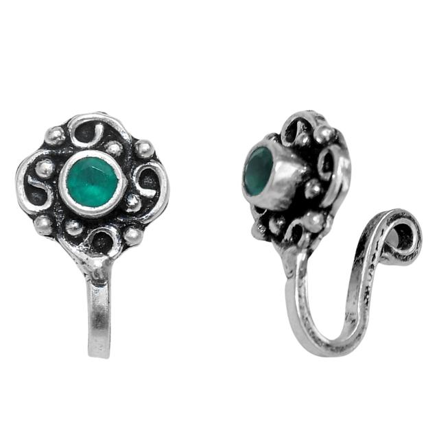 Oxidised Green Antique Shaped NosePin