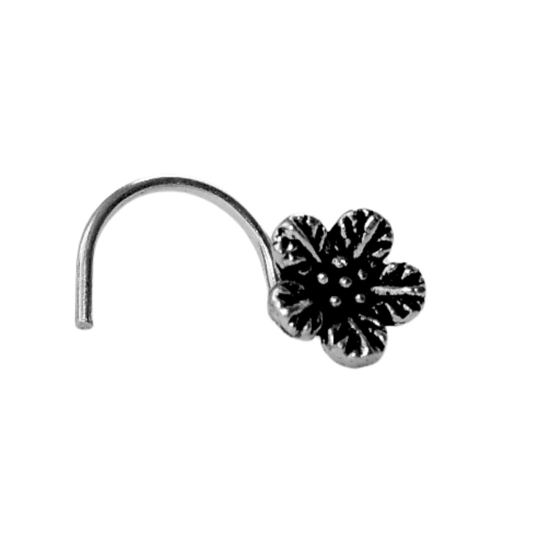 Oxidised Flower Blossom Nose Pin 2