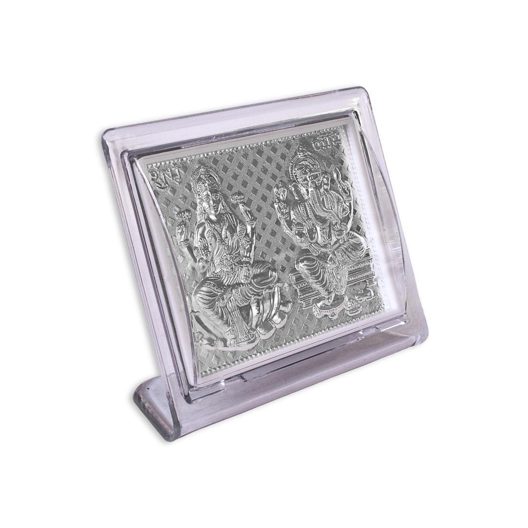 Premium 925 Sterling Silver Laxmi-Ganesh Tabletop Frame - Elegant Religious Silverware - Perfect for Home and Office 1