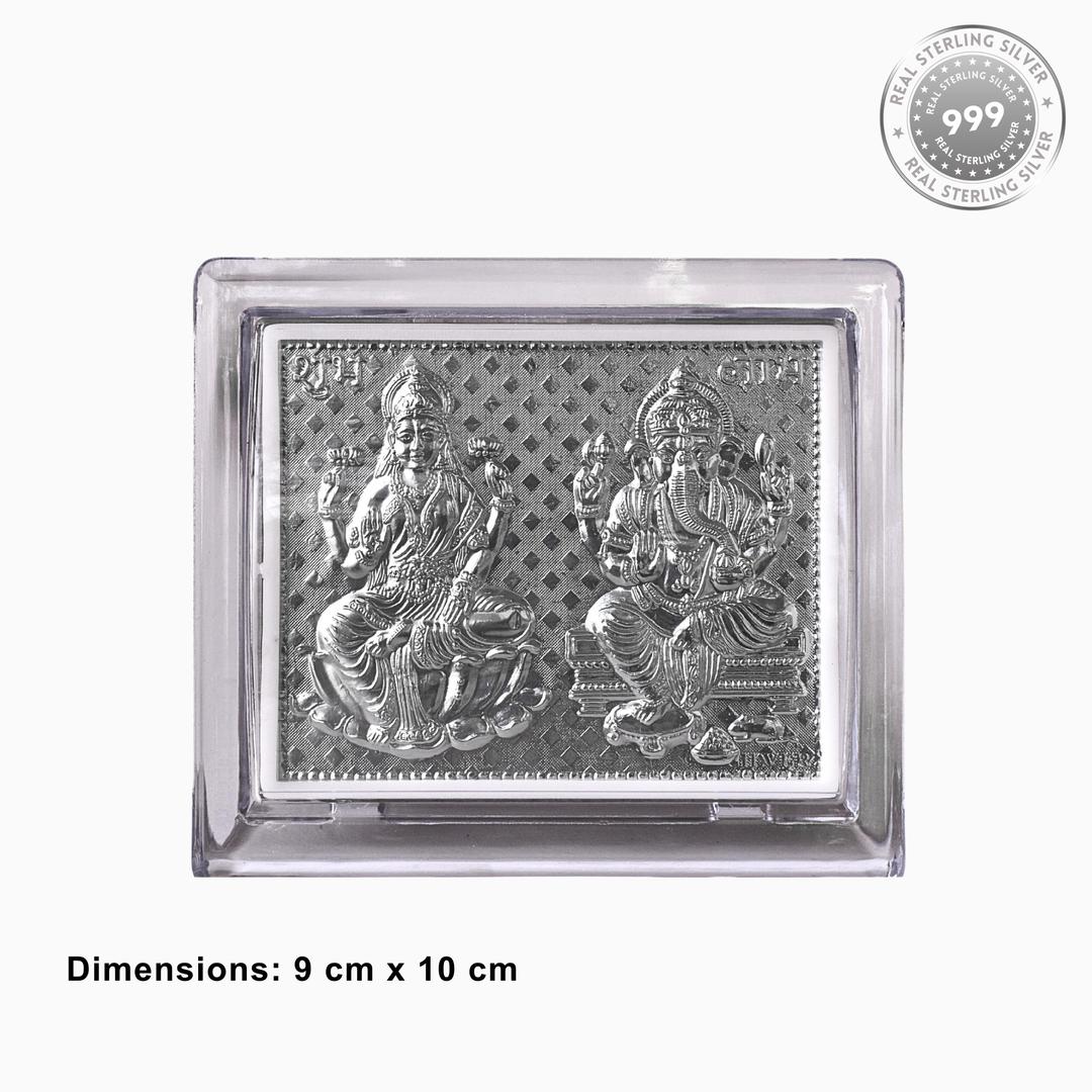 Premium 925 Sterling Silver Laxmi-Ganesh Tabletop Frame - Elegant Religious Silverware - Perfect for Home and Office 2