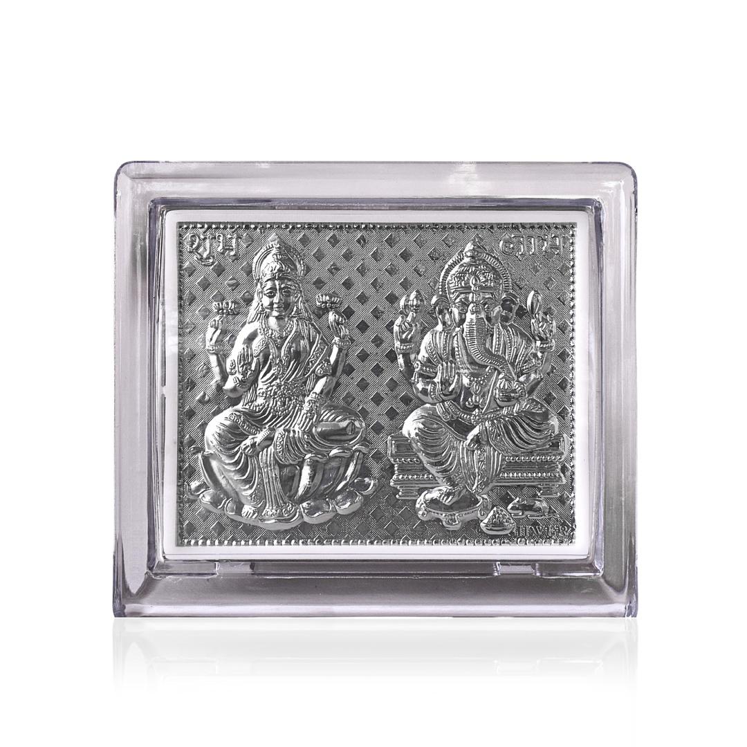 Premium 925 Sterling Silver Laxmi-Ganesh Tabletop Frame - Elegant Religious Silverware - Perfect for Home and Office 0
