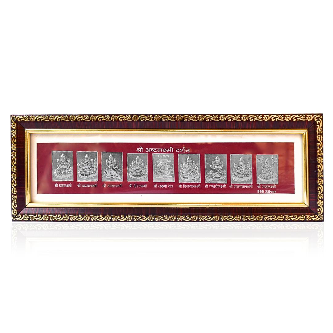 Divine Ashtalakshmi 925 Sterling Silver Wall Frame - Sacred Hindu Deities Collection - Spiritual and Auspicious Home Decor - 28x9.8 cm 0