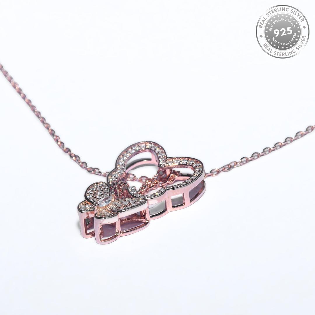 925 Sterling Silver Rose Gold Butterfly Cubic Zirconia Necklace with Chain for Girls and Women 4