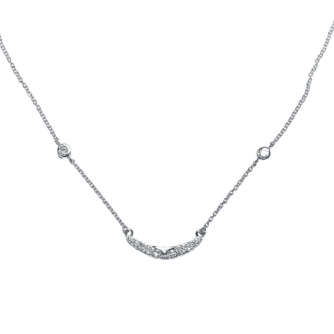 925 Silver Studded Arc Necklace with Link Chain with Rhodium Plated for Women and Girls 0