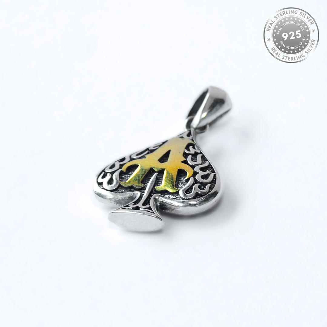 925 Sterling Silver Poker Little Ace Spades Pendant Necklace for Men and Women 1
