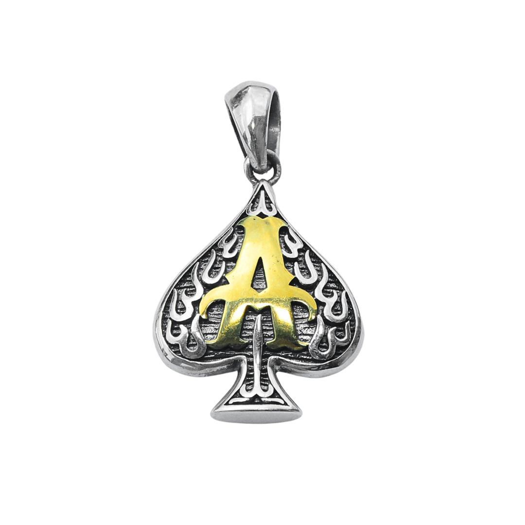 925 Sterling Silver Poker Little Ace Spades Pendant Necklace for Men and Women 0