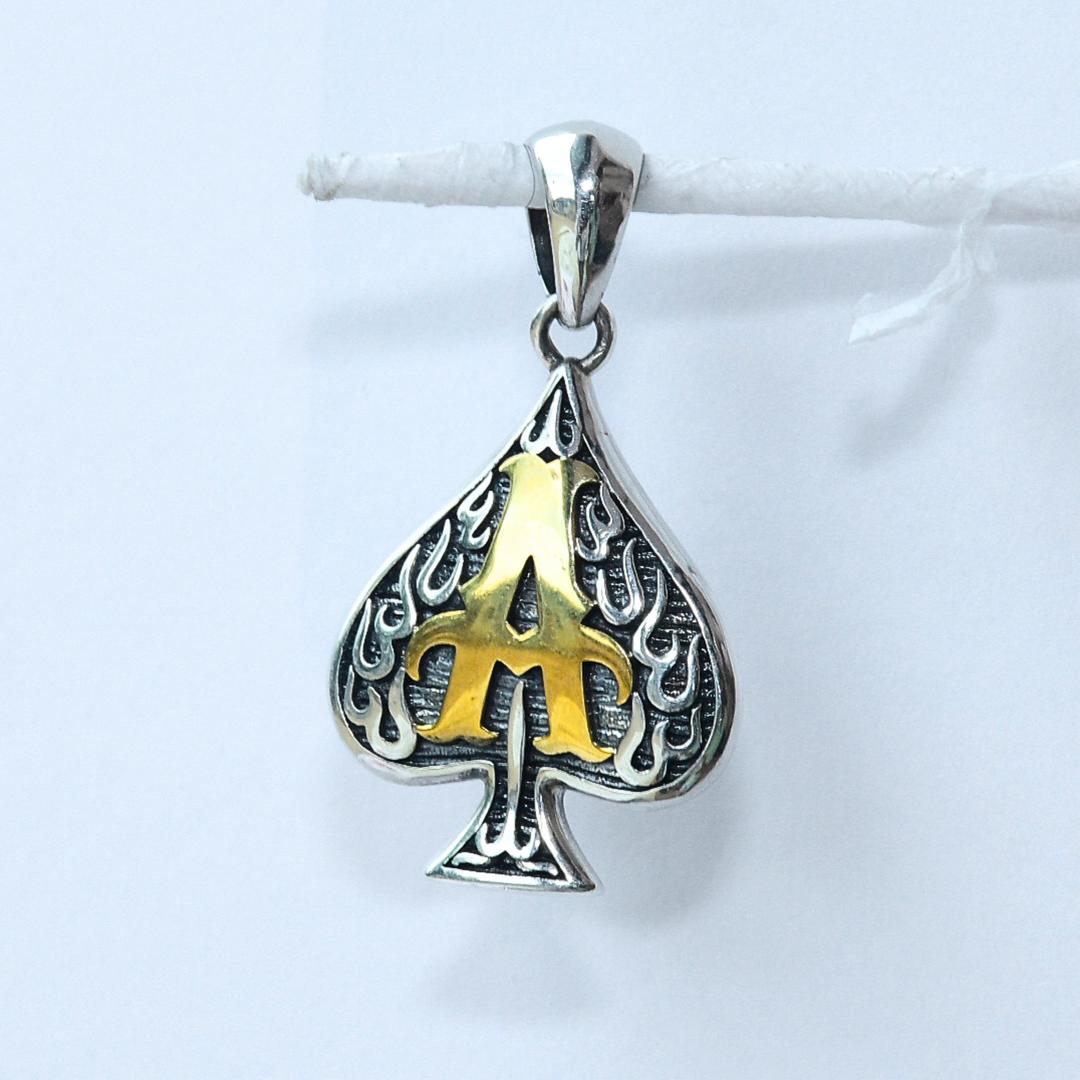 925 Sterling Silver Poker Little Ace Spades Pendant Necklace for Men and Women 2