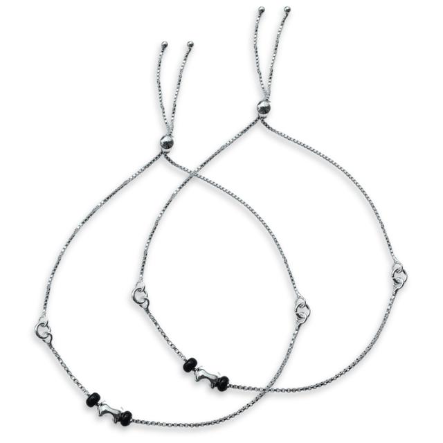 Minimal Black Beed Charm Adjustable Anklet For Women & Girls