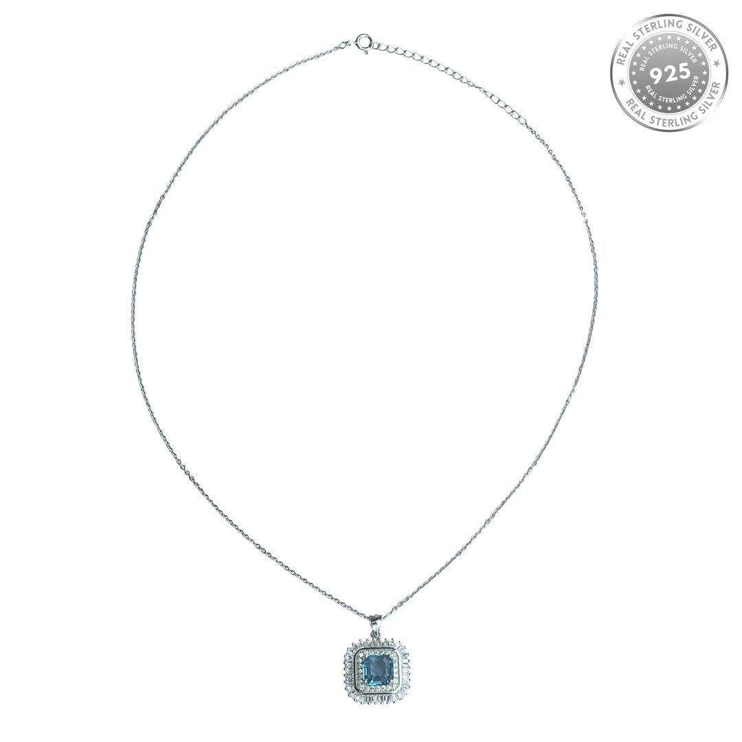 Silver London Blue Emerald Pendant 3