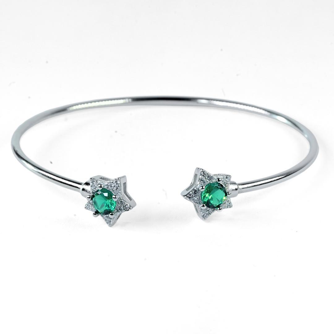 Green Diamond Bangle Bracelet For Women & Girls 0