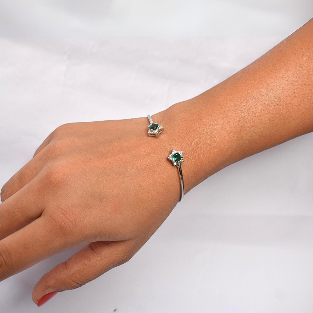 Green Diamond Bangle Bracelet For Women & Girls 1
