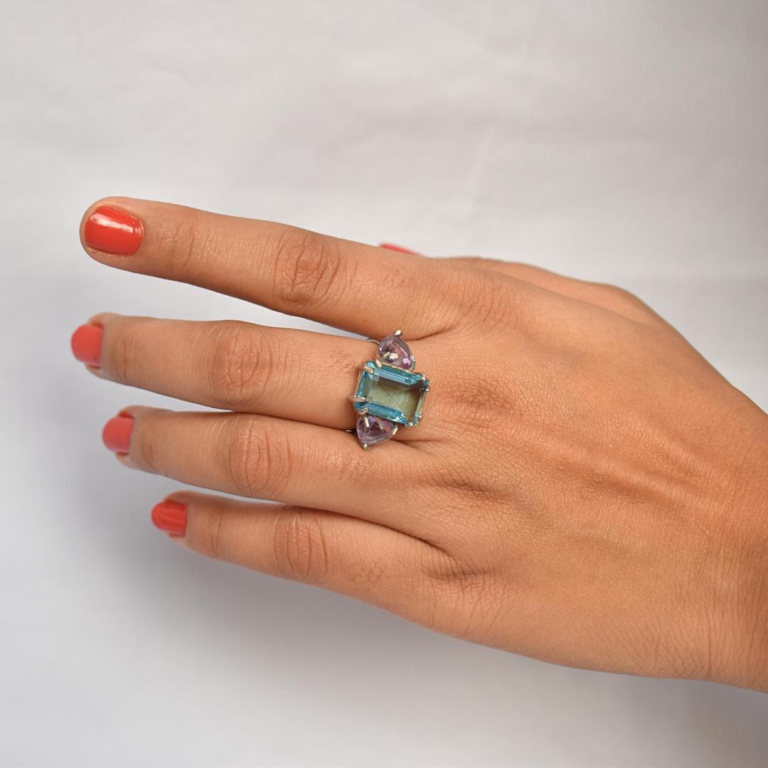 Purple Stone Adjustable Ring for Women and Girls 2